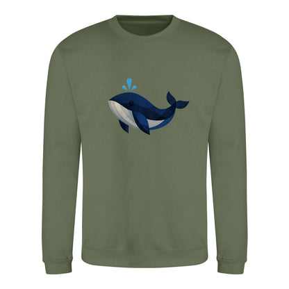 Whale in Blue Adult Sweatshirt - Prism Kingdom Earthy Green colour variant image