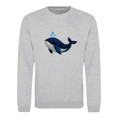 Whale in Blue Adult Sweatshirt - Prism Kingdom Heather Grey colour variant image