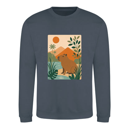Capybara Oasis Adult Sweatshirt - Wild Horizons Airforce Blue colour variant image
