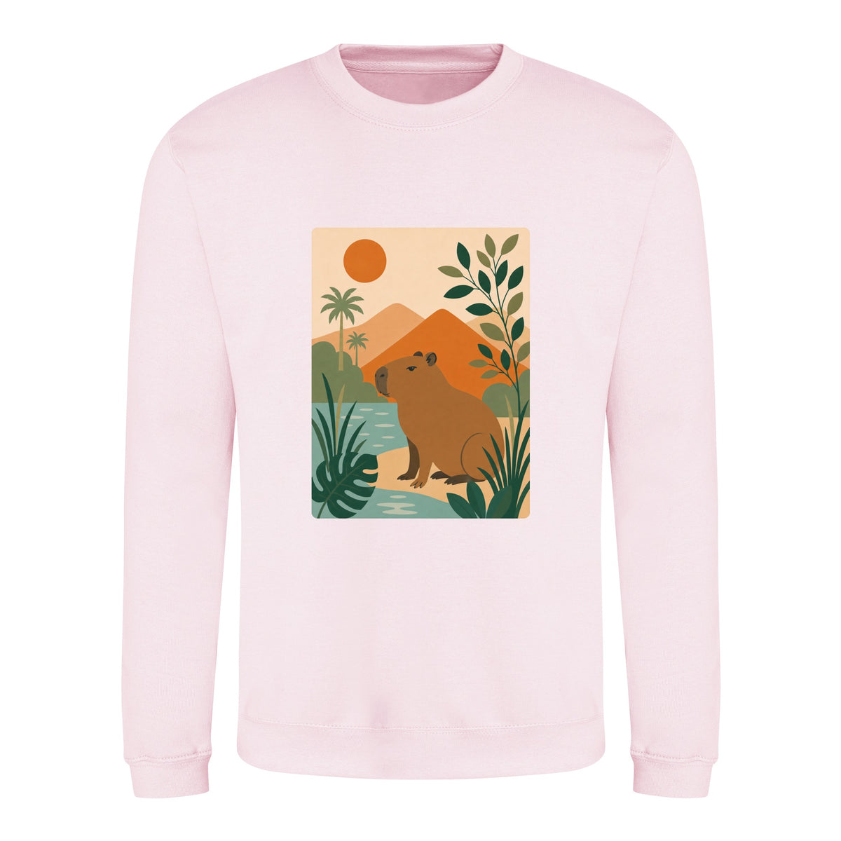 Capybara Oasis Adult Sweatshirt - Wild Horizons Baby Pink colour variant image