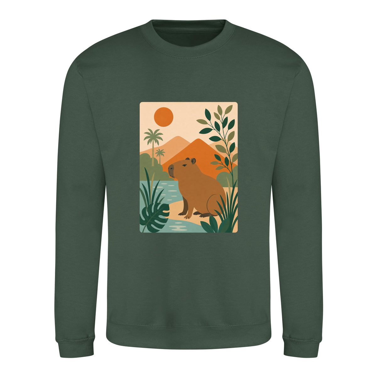 Capybara Oasis Adult Sweatshirt - Wild Horizons Bottle Green colour variant image