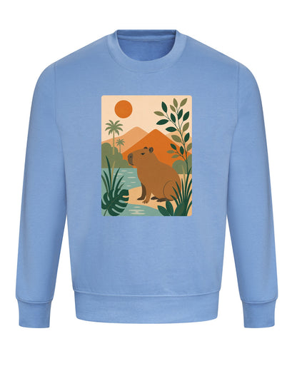 Capybara Oasis Adult Sweatshirt - Wild Horizons Cornflower Blue colour variant image