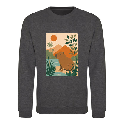 Capybara Oasis Adult Sweatshirt - Wild Horizons Charcoal colour variant image