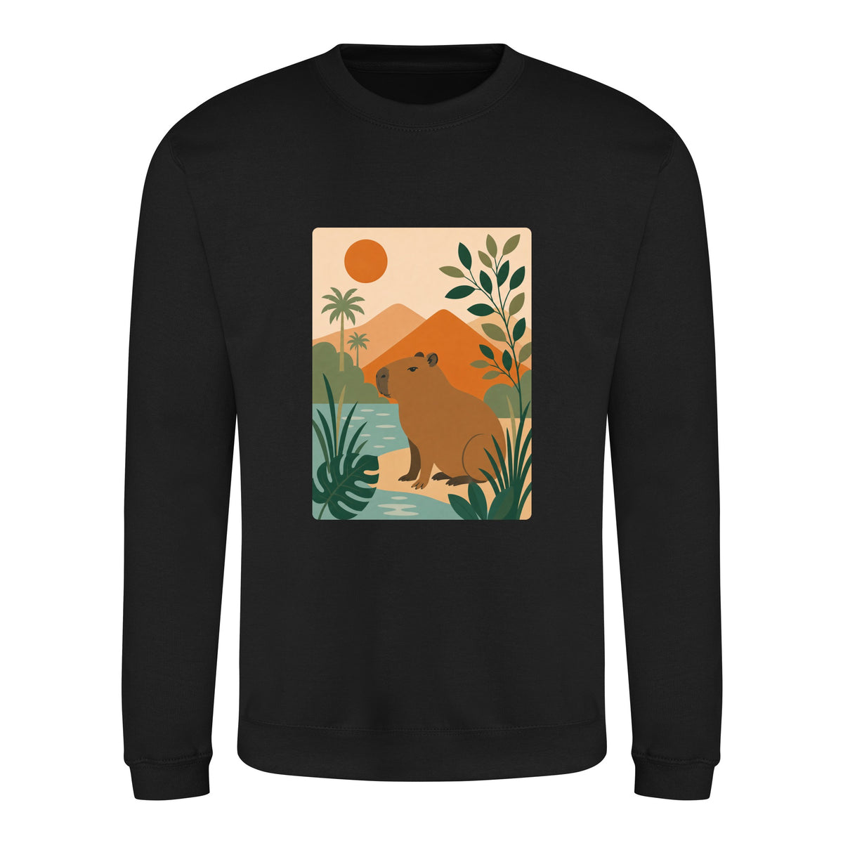 Capybara Oasis Adult Sweatshirt - Wild Horizons Deep Black colour variant image