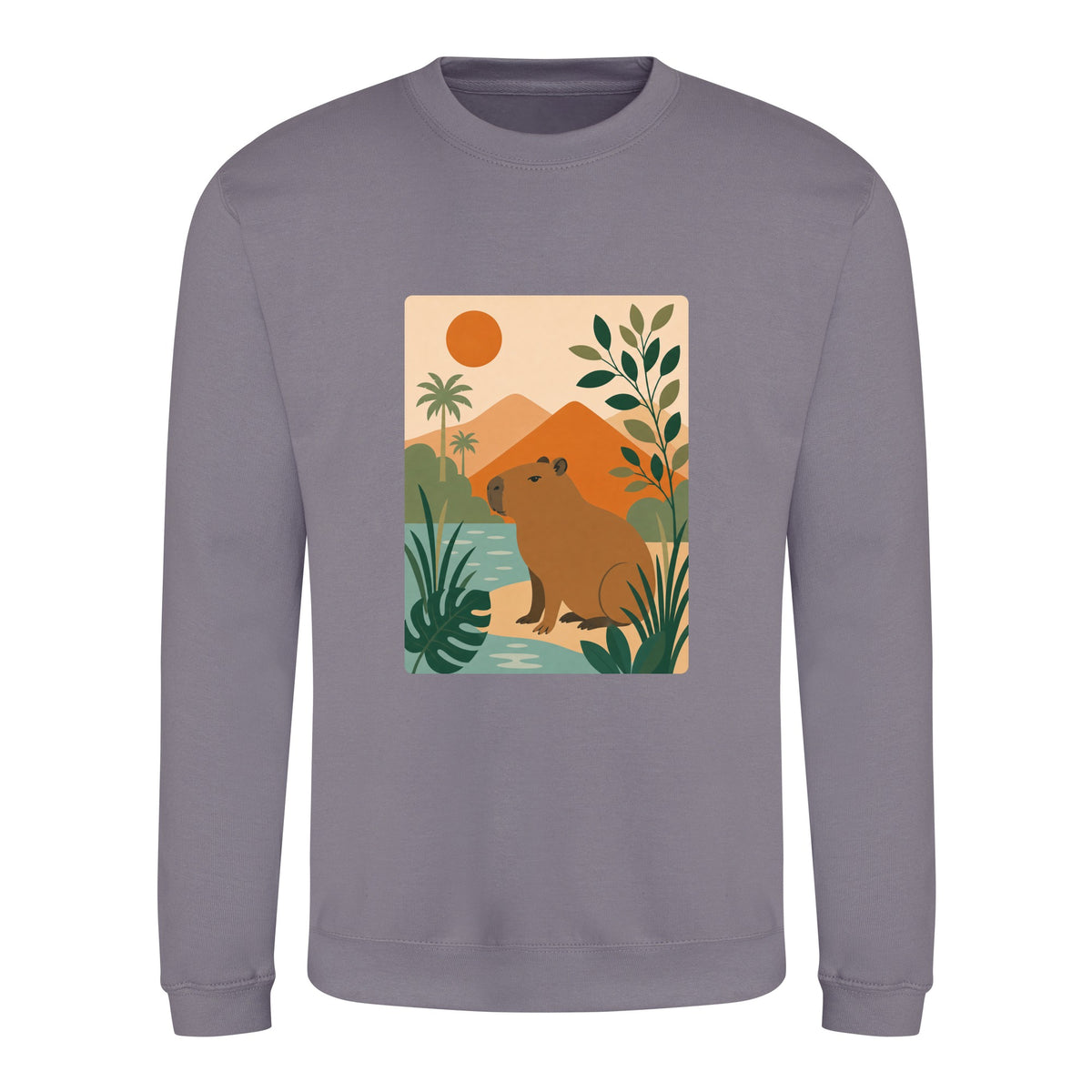 Capybara Oasis Adult Sweatshirt - Wild Horizons Dusty Lilac colour variant image