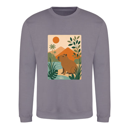 Capybara Oasis Adult Sweatshirt - Wild Horizons Dusty Lilac colour variant image