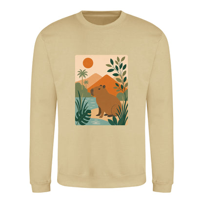 Capybara Oasis Adult Sweatshirt - Wild Horizons Desert Sand colour variant image