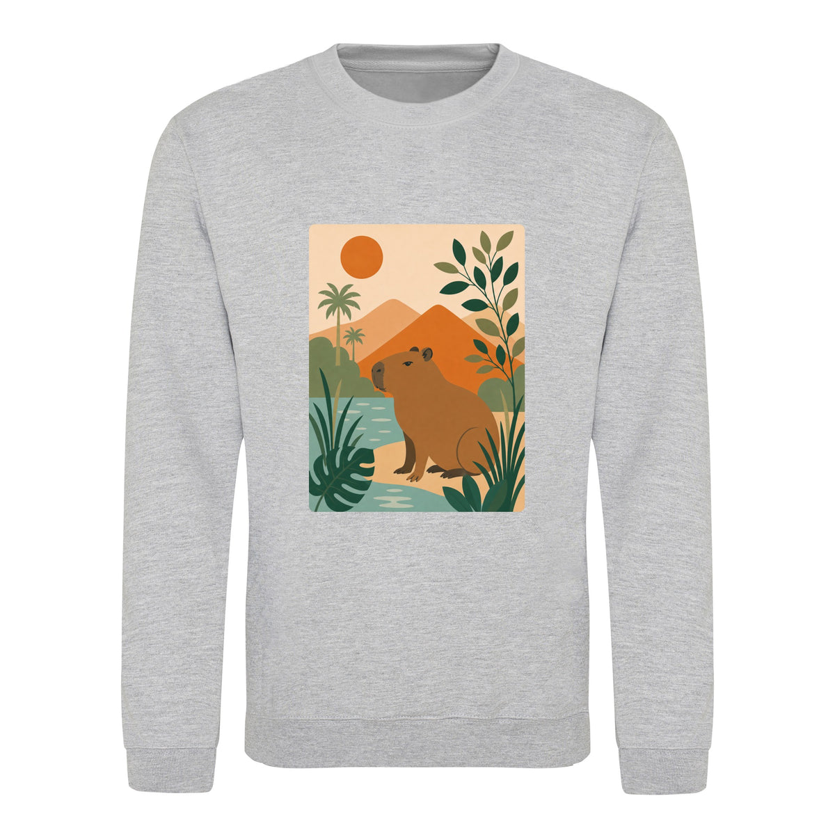 Capybara Oasis Adult Sweatshirt - Wild Horizons Heather Grey colour variant image