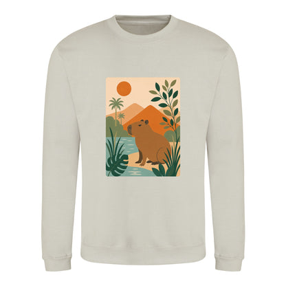 Capybara Oasis Adult Sweatshirt - Wild Horizons Natural Stone colour variant image