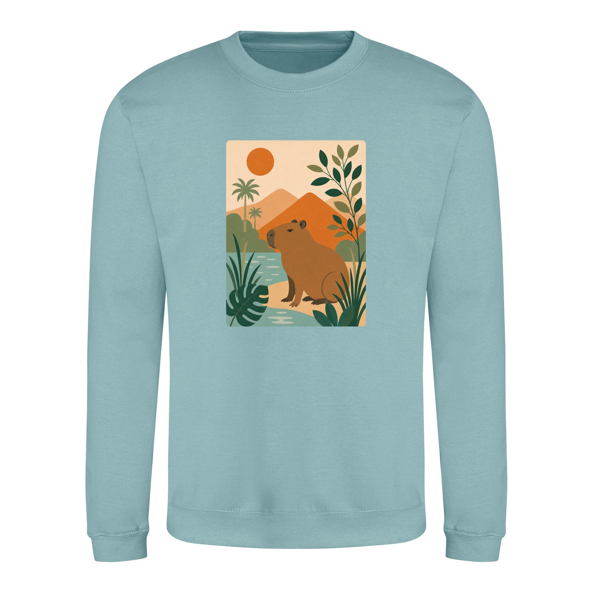 Capybara Oasis Adult Sweatshirt - Wild Horizons Seafoam colour variant image