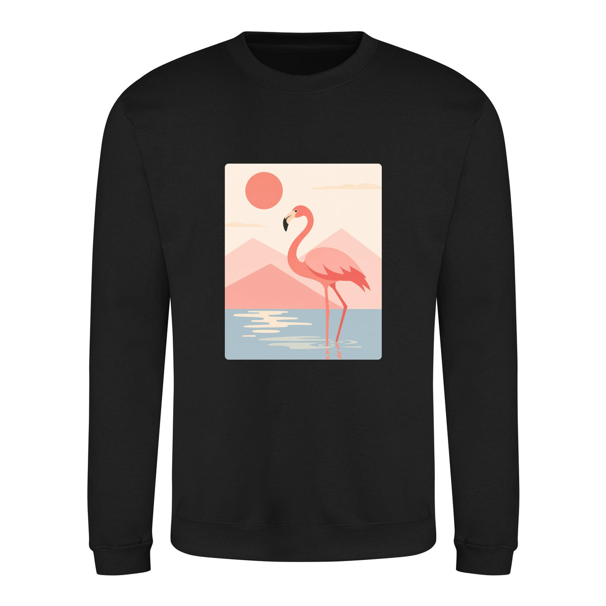 Flamingo Reflections Adult Sweatshirt - Wild Horizons Deep Black colour variant image