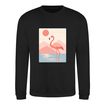 Flamingo Reflections Adult Sweatshirt - Wild Horizons Deep Black colour variant image