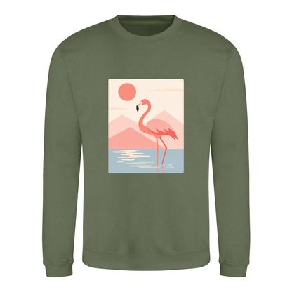 Flamingo Reflections Adult Sweatshirt - Wild Horizons Earthy Green colour variant image