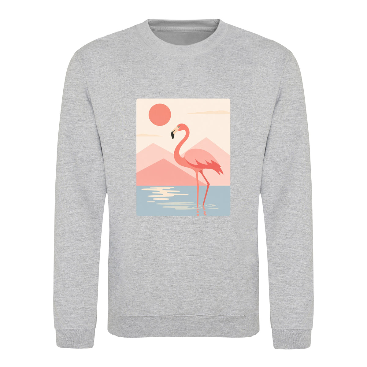 Flamingo Reflections Adult Sweatshirt - Wild Horizons Heather Grey colour variant image