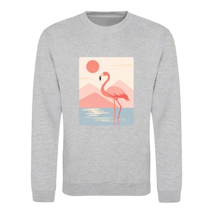Flamingo Reflections Adult Sweatshirt - Wild Horizons Heather Grey colour variant image