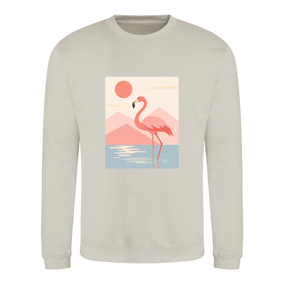 Flamingo Reflections Adult Sweatshirt - Wild Horizons Natural Stone colour variant image