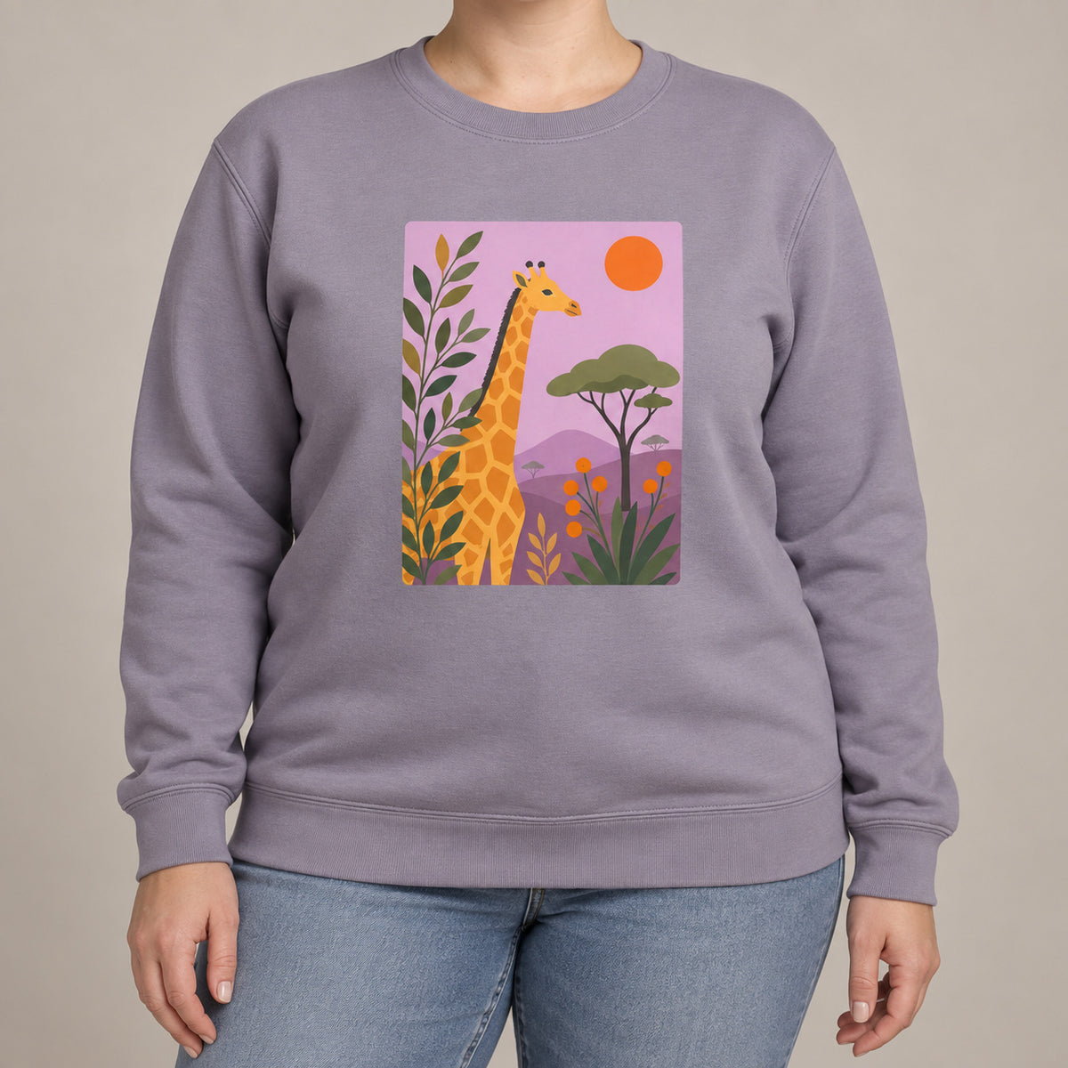 Giraffe Among the Acacias Adult Sweatshirt - Wild Horizons lead image