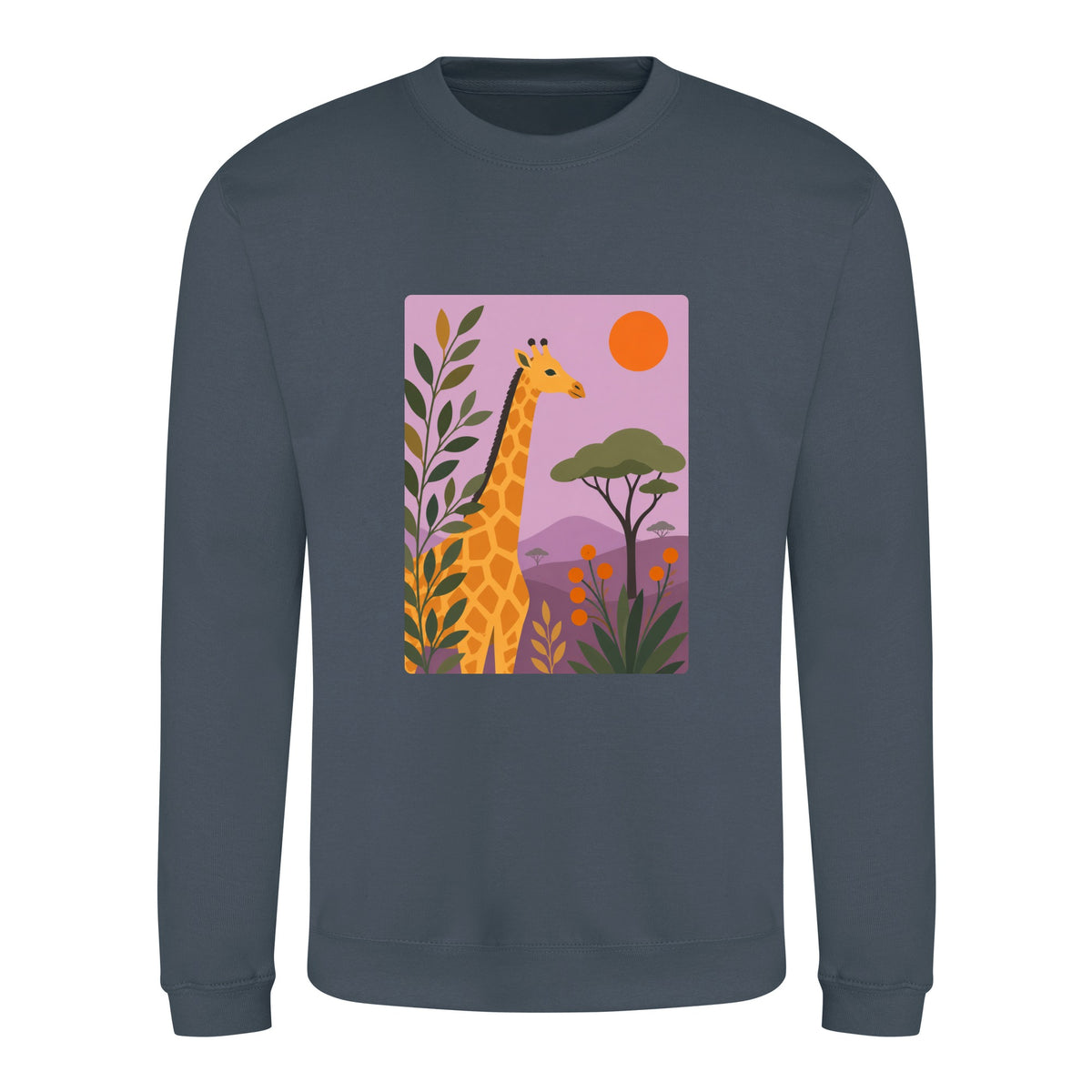 Giraffe Among the Acacias Adult Sweatshirt - Wild Horizons Airforce Blue colour variant image