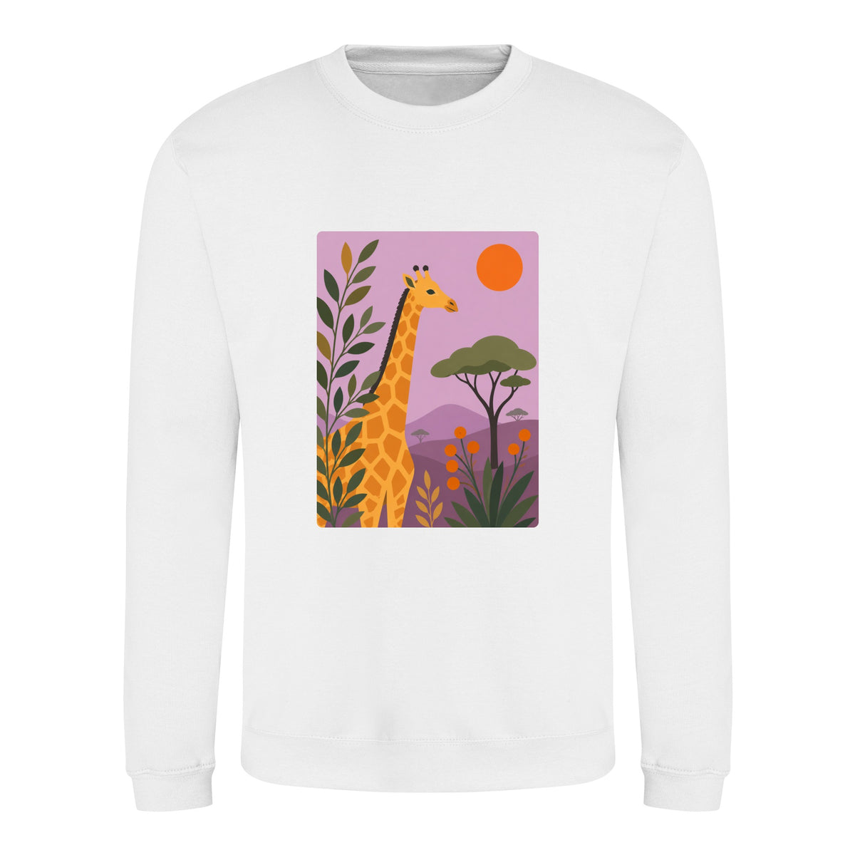 Giraffe Among the Acacias Adult Sweatshirt - Wild Horizons Arctic White colour variant image