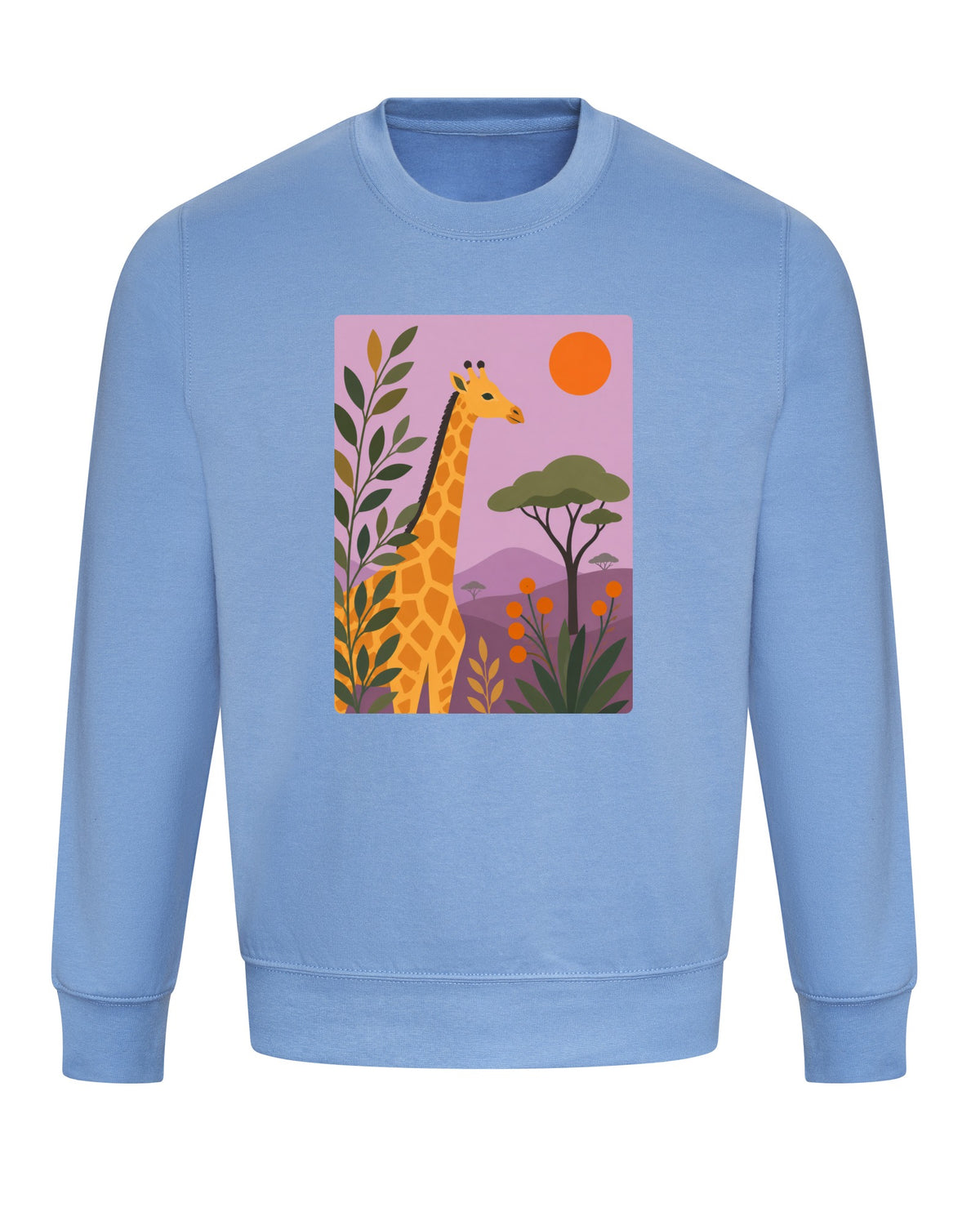 Giraffe Among the Acacias Adult Sweatshirt - Wild Horizons Cornflower Blue colour variant image