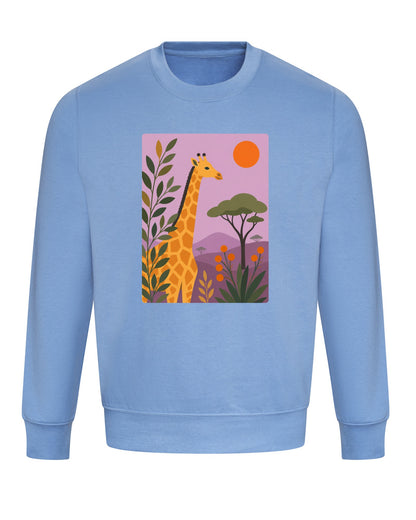 Giraffe Among the Acacias Adult Sweatshirt - Wild Horizons Cornflower Blue colour variant image