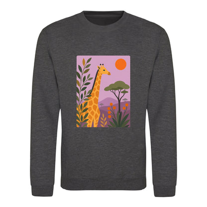 Giraffe Among the Acacias Adult Sweatshirt - Wild Horizons Charcoal colour variant image