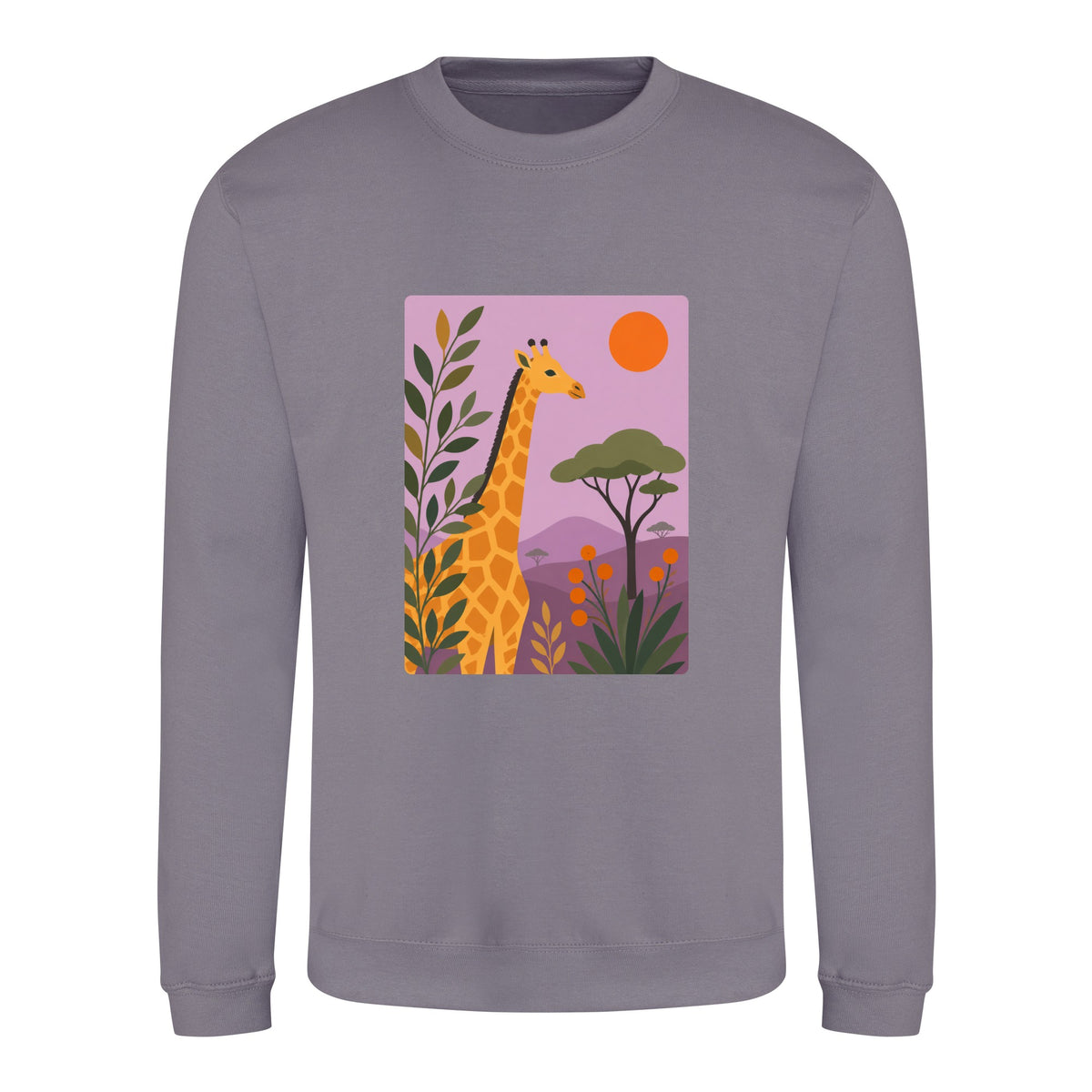 Giraffe Among the Acacias Adult Sweatshirt - Wild Horizons Dusty Lilac colour variant image