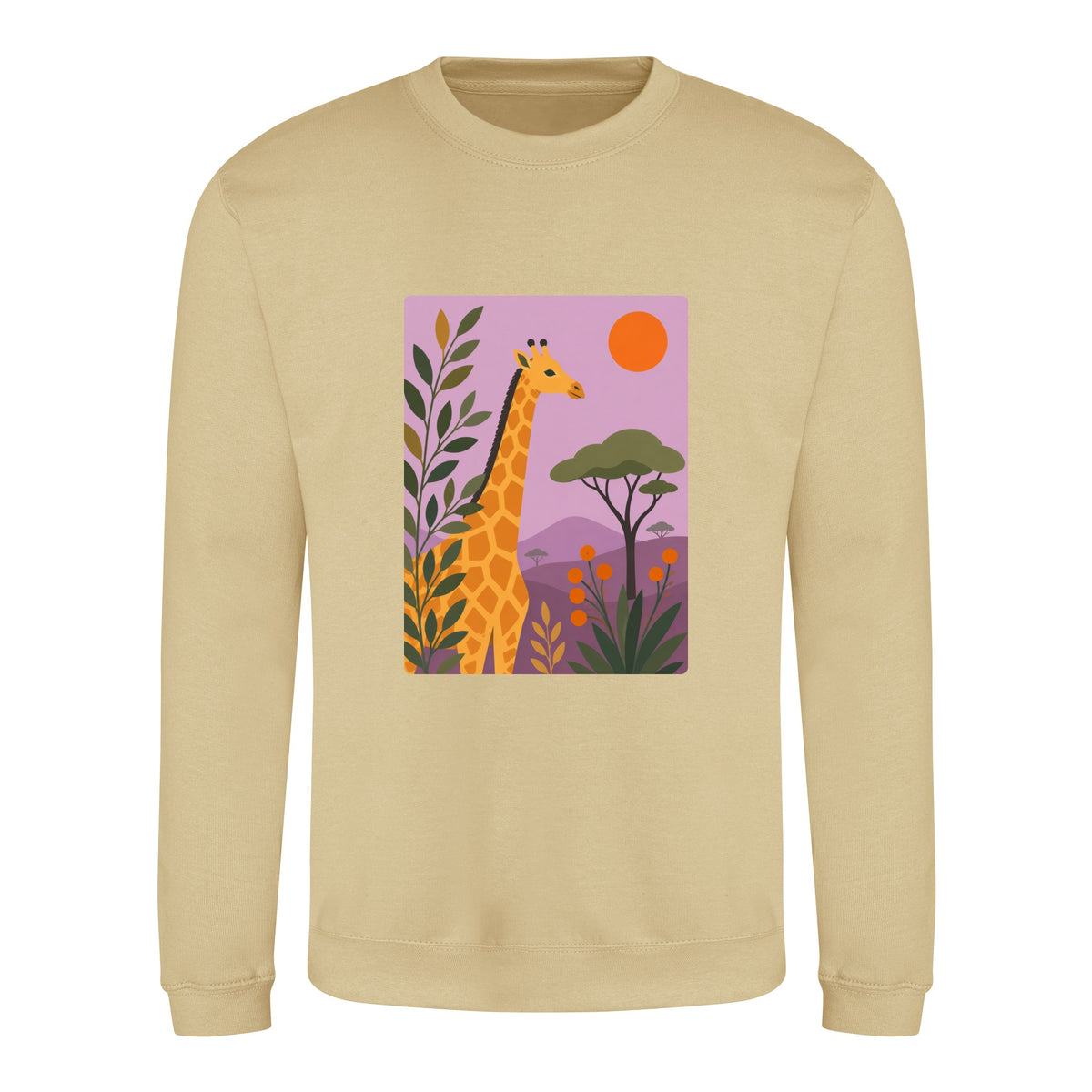Giraffe Among the Acacias Adult Sweatshirt - Wild Horizons Desert Sand colour variant image