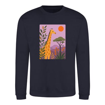 Giraffe Among the Acacias Adult Sweatshirt - Wild Horizons French Navy colour variant image