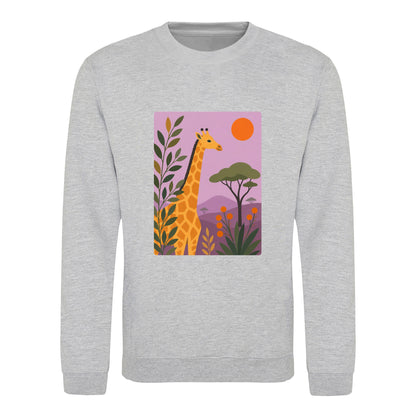 Giraffe Among the Acacias Adult Sweatshirt - Wild Horizons Heather Grey colour variant image