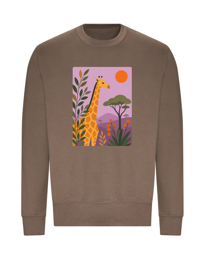 Giraffe Among the Acacias Adult Sweatshirt - Wild Horizons Mocha Brown colour variant image