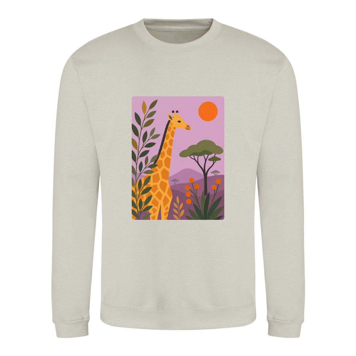 Giraffe Among the Acacias Adult Sweatshirt - Wild Horizons Natural Stone colour variant image