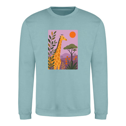 Giraffe Among the Acacias Adult Sweatshirt - Wild Horizons Seafoam colour variant image