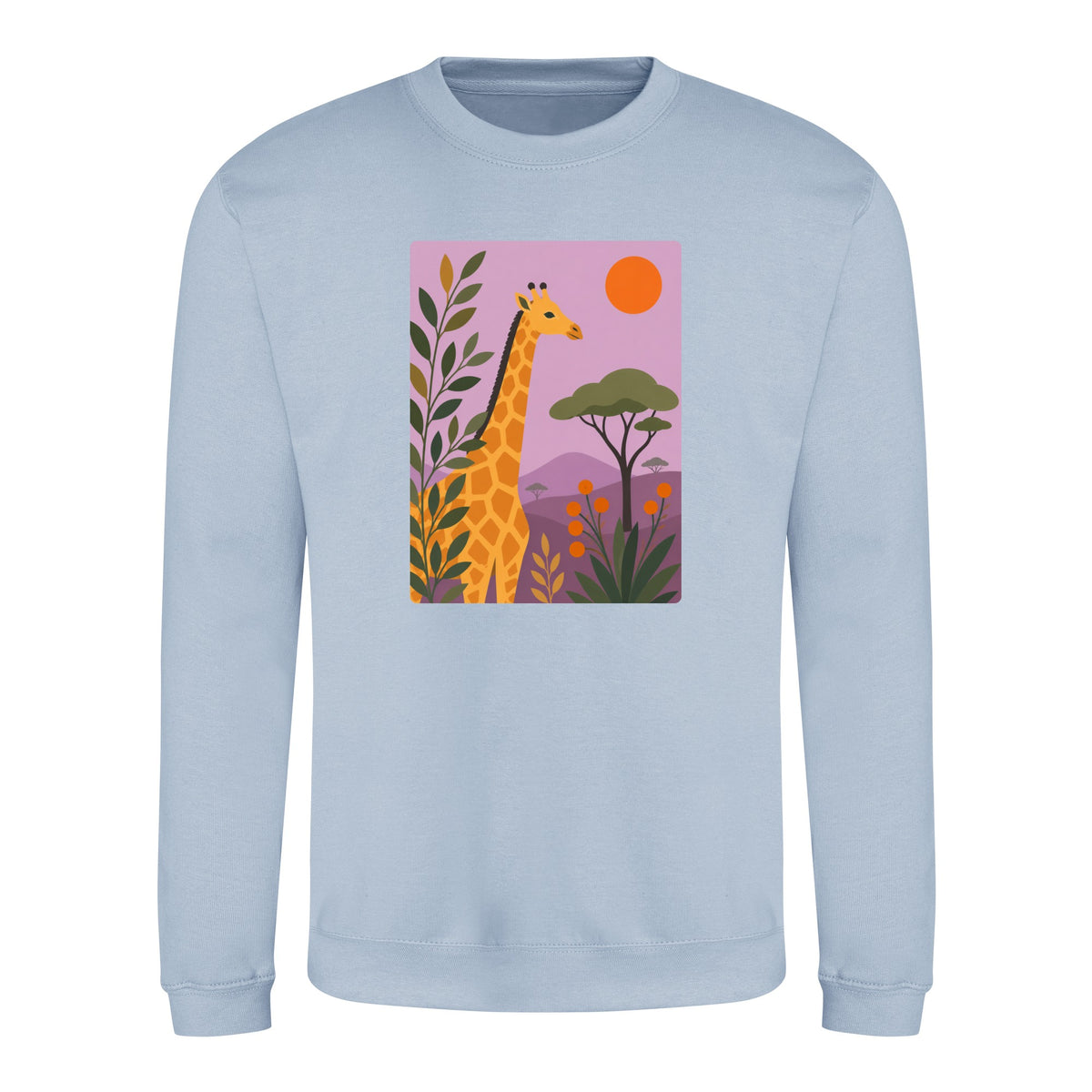 Giraffe Among the Acacias Adult Sweatshirt - Wild Horizons Sky Blue colour variant image