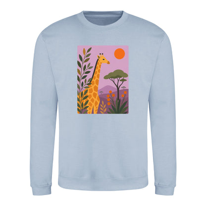 Giraffe Among the Acacias Adult Sweatshirt - Wild Horizons Sky Blue colour variant image