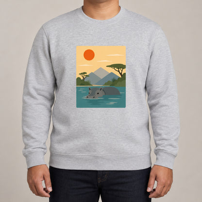 Hippo in Still Waters Adult Sweatshirt - Wild Horizons lead image