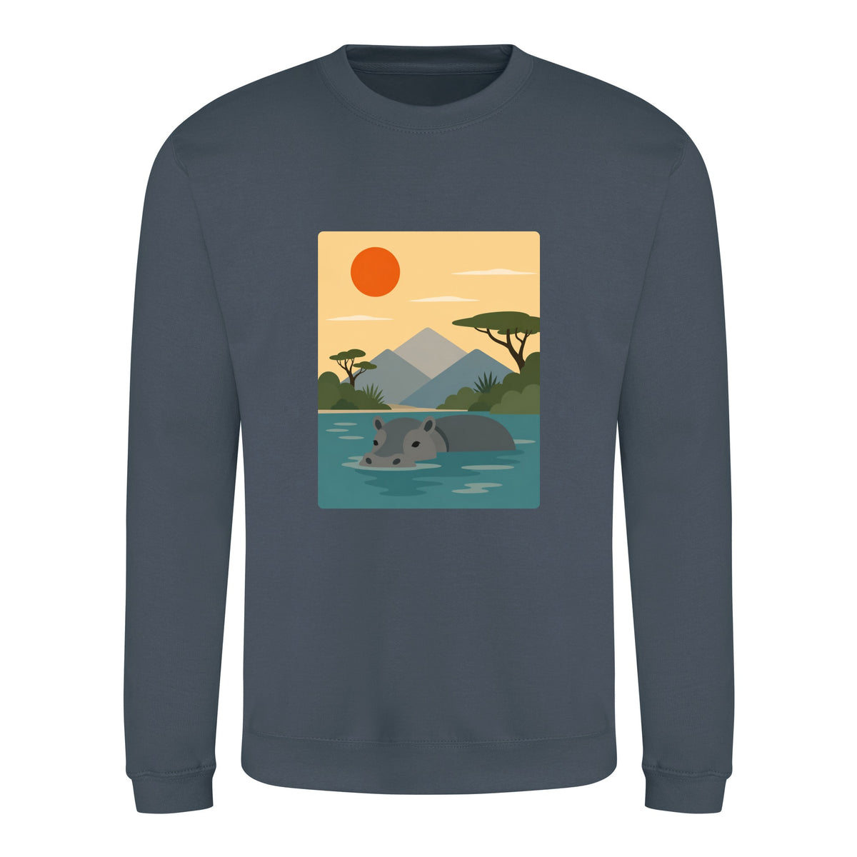 Hippo in Still Waters Adult Sweatshirt - Wild Horizons Airforce Blue colour variant image
