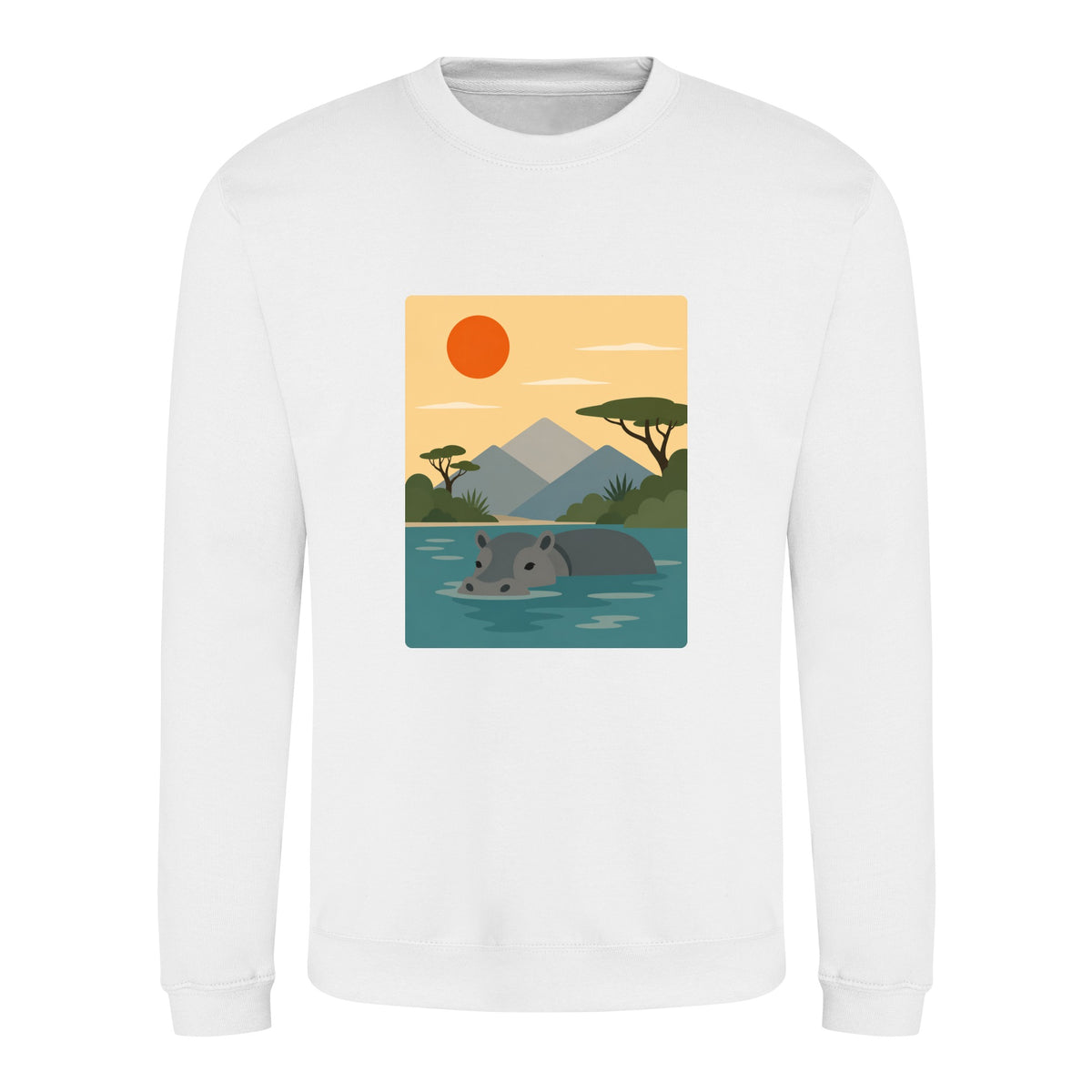 Hippo in Still Waters Adult Sweatshirt - Wild Horizons Arctic White colour variant image