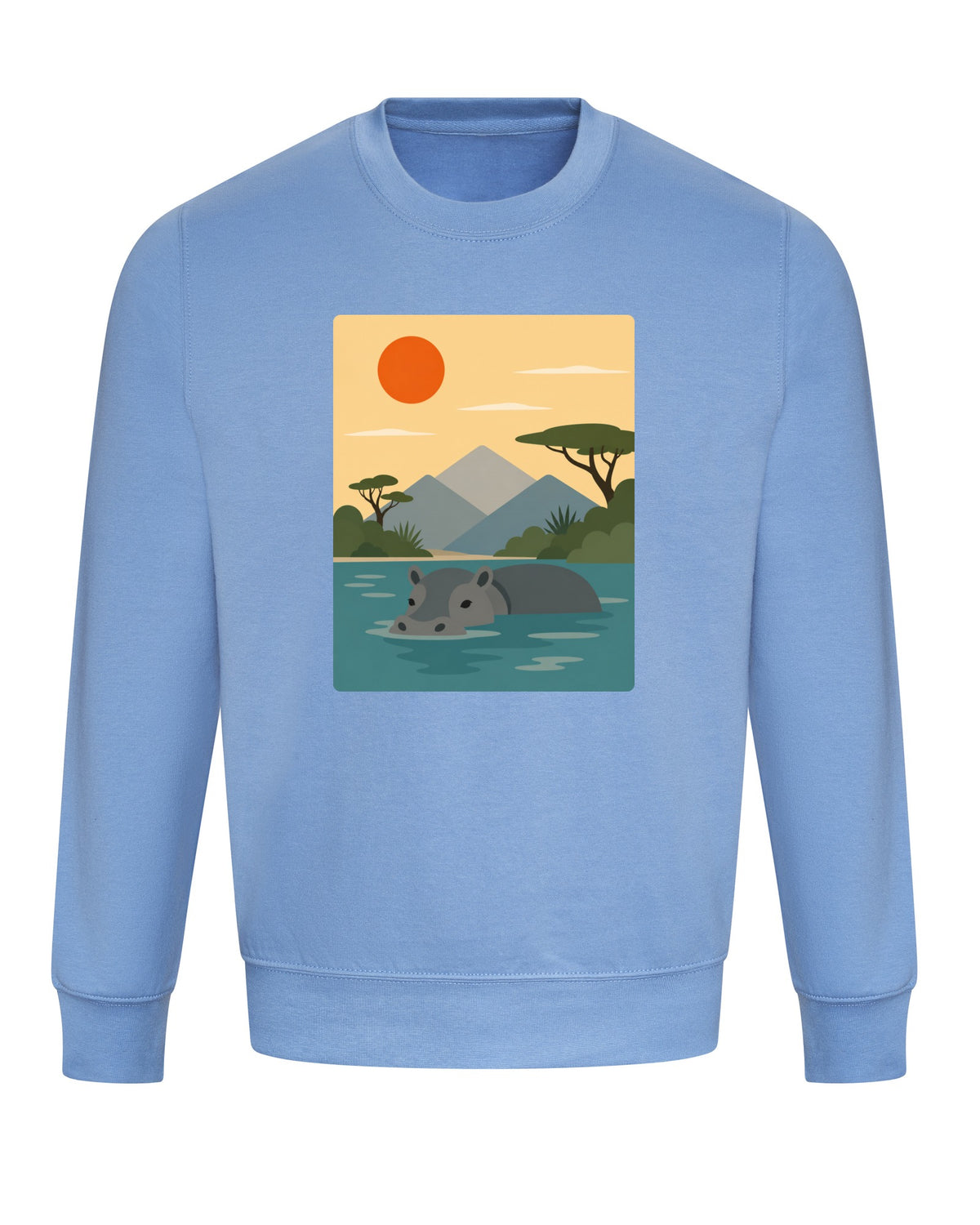 Hippo in Still Waters Adult Sweatshirt - Wild Horizons Cornflower Blue colour variant image