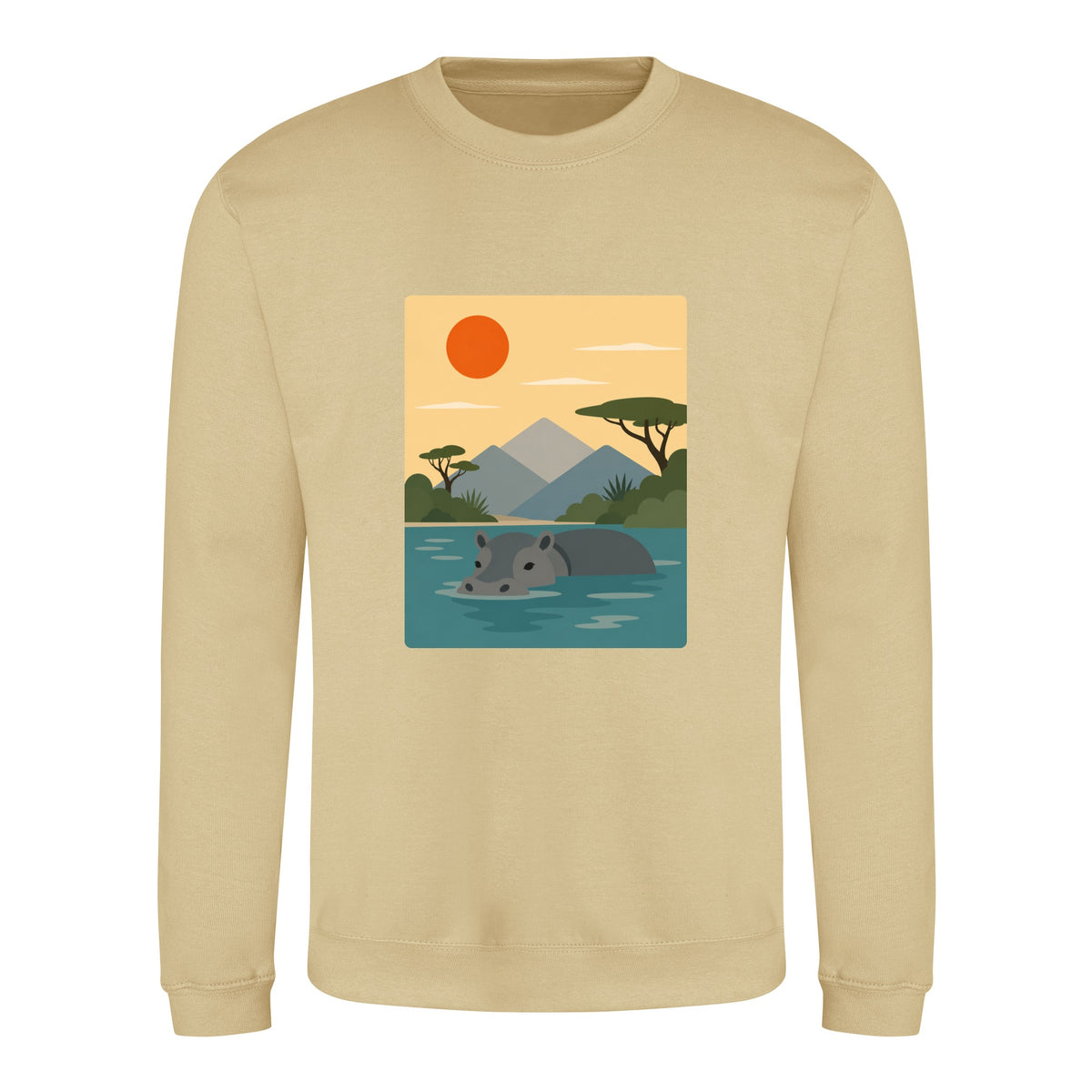 Hippo in Still Waters Adult Sweatshirt - Wild Horizons Desert Sand colour variant image