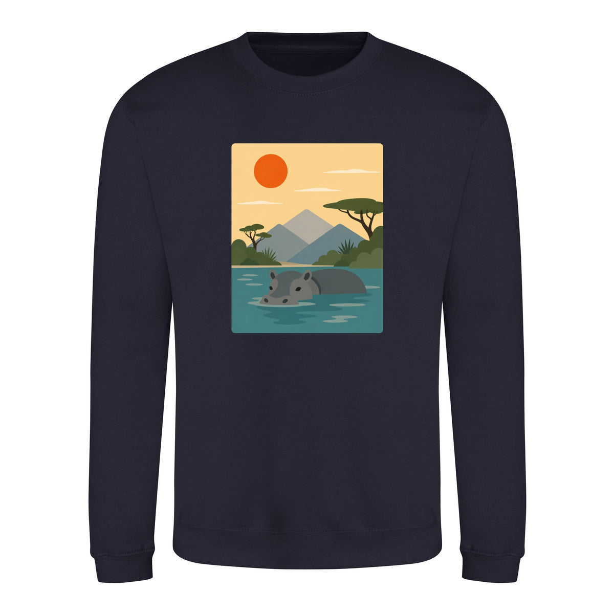 Hippo in Still Waters Adult Sweatshirt - Wild Horizons French Navy colour variant image