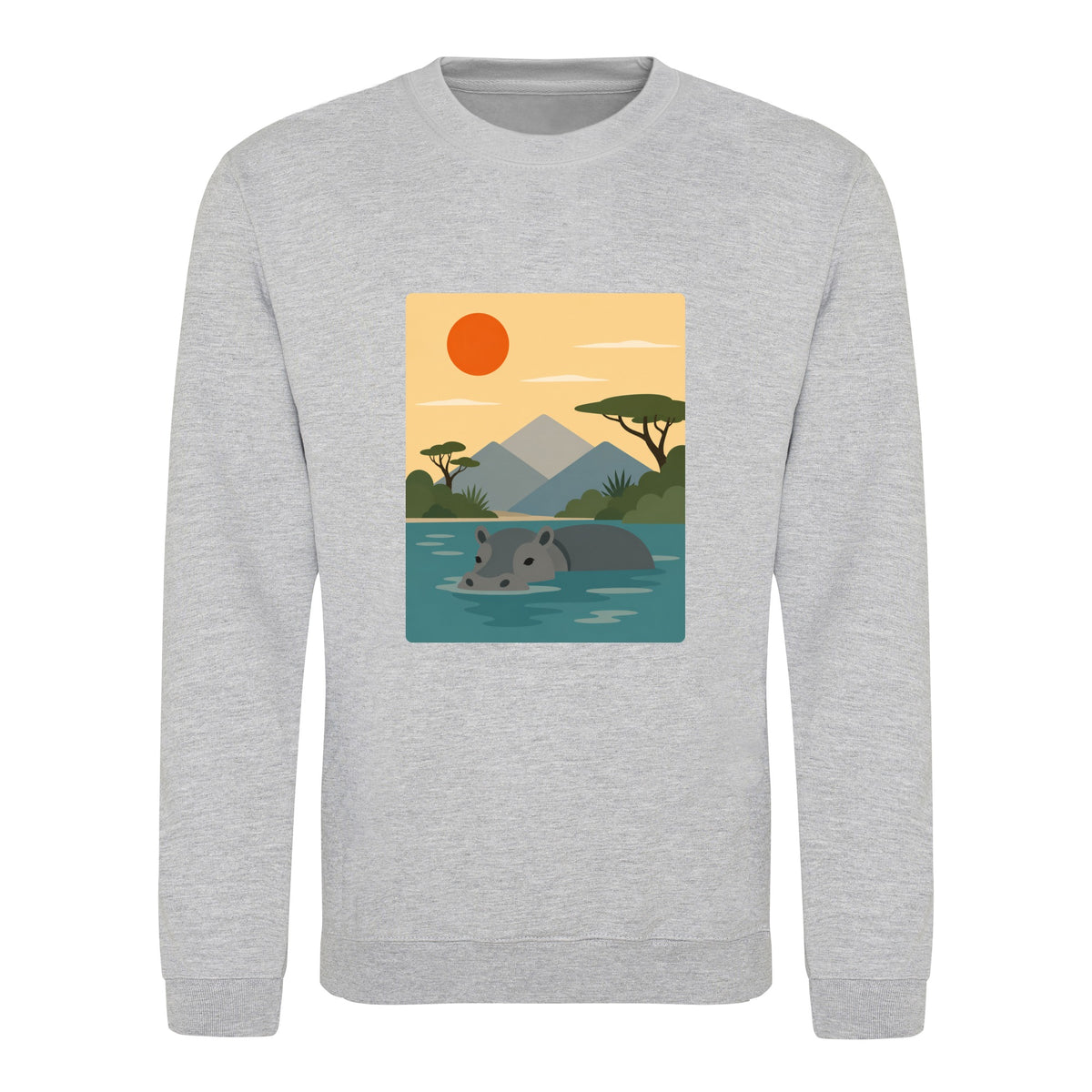 Hippo in Still Waters Adult Sweatshirt - Wild Horizons Heather Grey colour variant image
