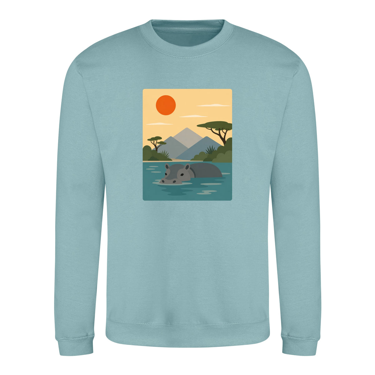 Hippo in Still Waters Adult Sweatshirt - Wild Horizons Seafoam colour variant image