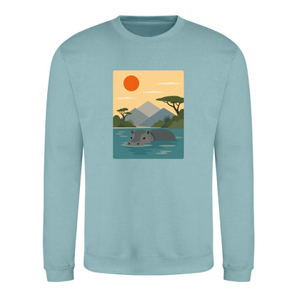 Hippo in Still Waters Adult Sweatshirt - Wild Horizons Seafoam colour variant image