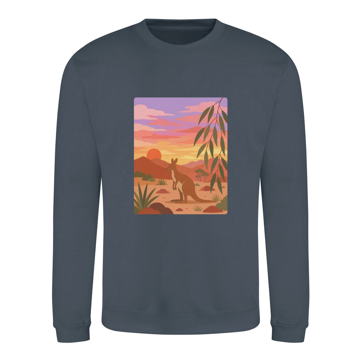 Kangaroo at Dusk Adult Sweatshirt - Wild Horizons Airforce Blue colour variant image