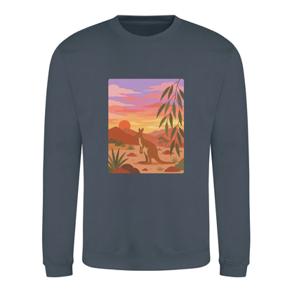 Kangaroo at Dusk Adult Sweatshirt - Wild Horizons Airforce Blue colour variant image