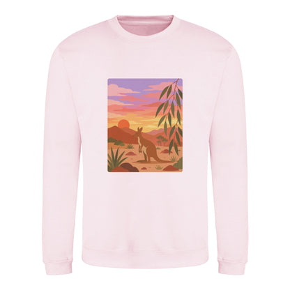 Kangaroo at Dusk Adult Sweatshirt - Wild Horizons Baby Pink colour variant image