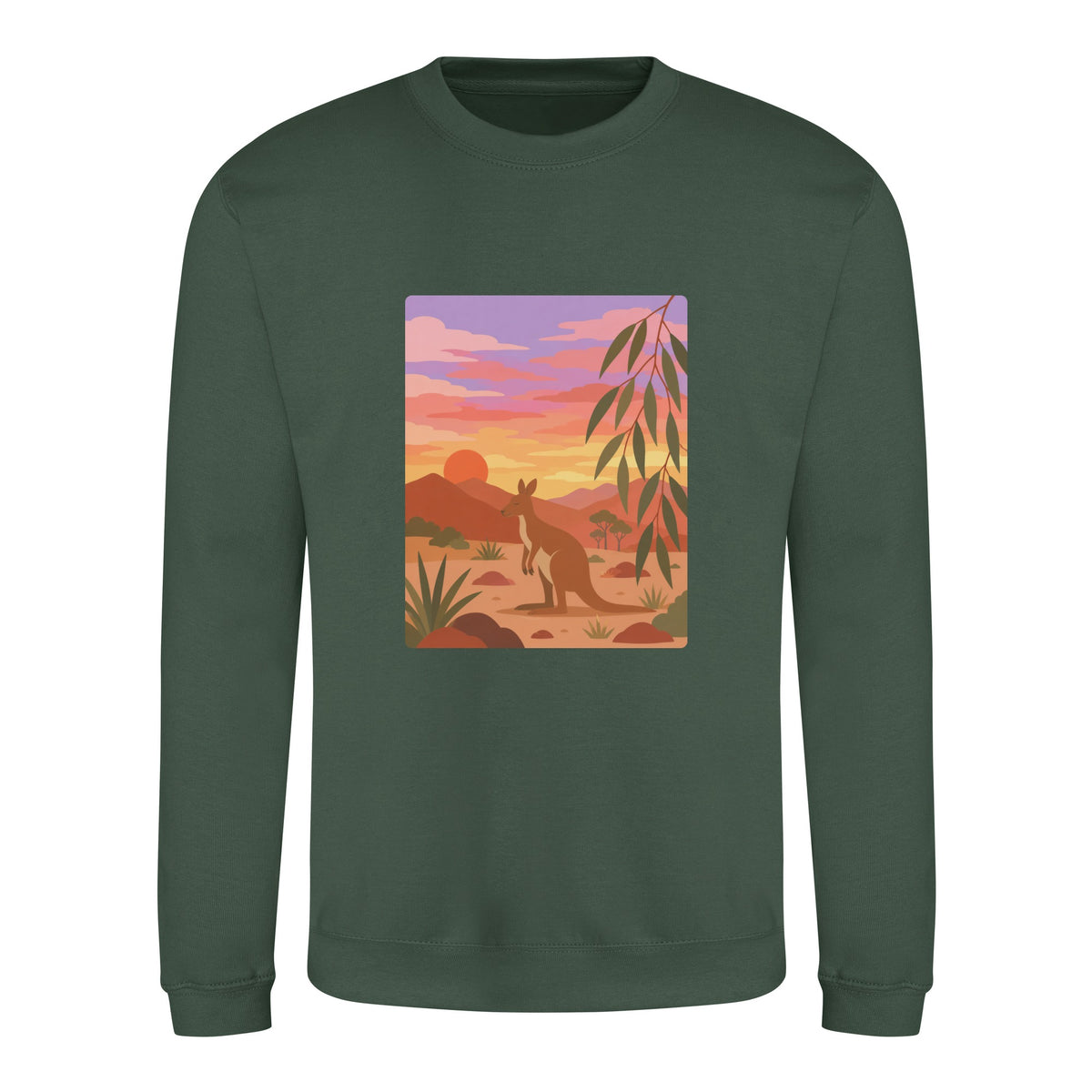 Kangaroo at Dusk Adult Sweatshirt - Wild Horizons Bottle Green colour variant image