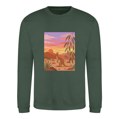 Kangaroo at Dusk Adult Sweatshirt - Wild Horizons Bottle Green colour variant image