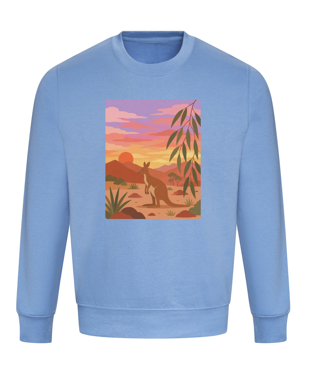 Kangaroo at Dusk Adult Sweatshirt - Wild Horizons Cornflower Blue colour variant image